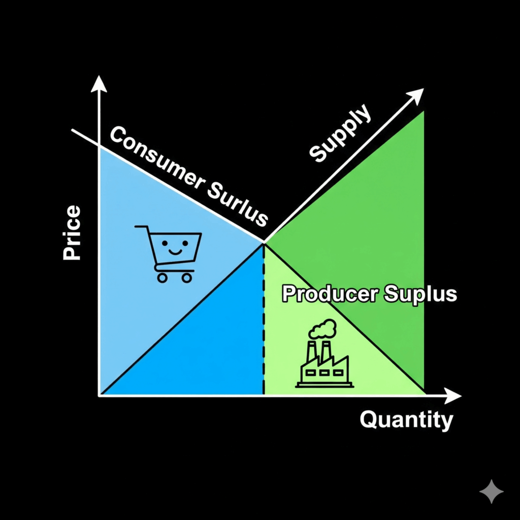 visualization of producer and consumer surplus graphs