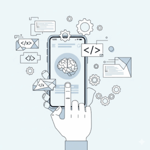 visualization of building a mobile app with various features