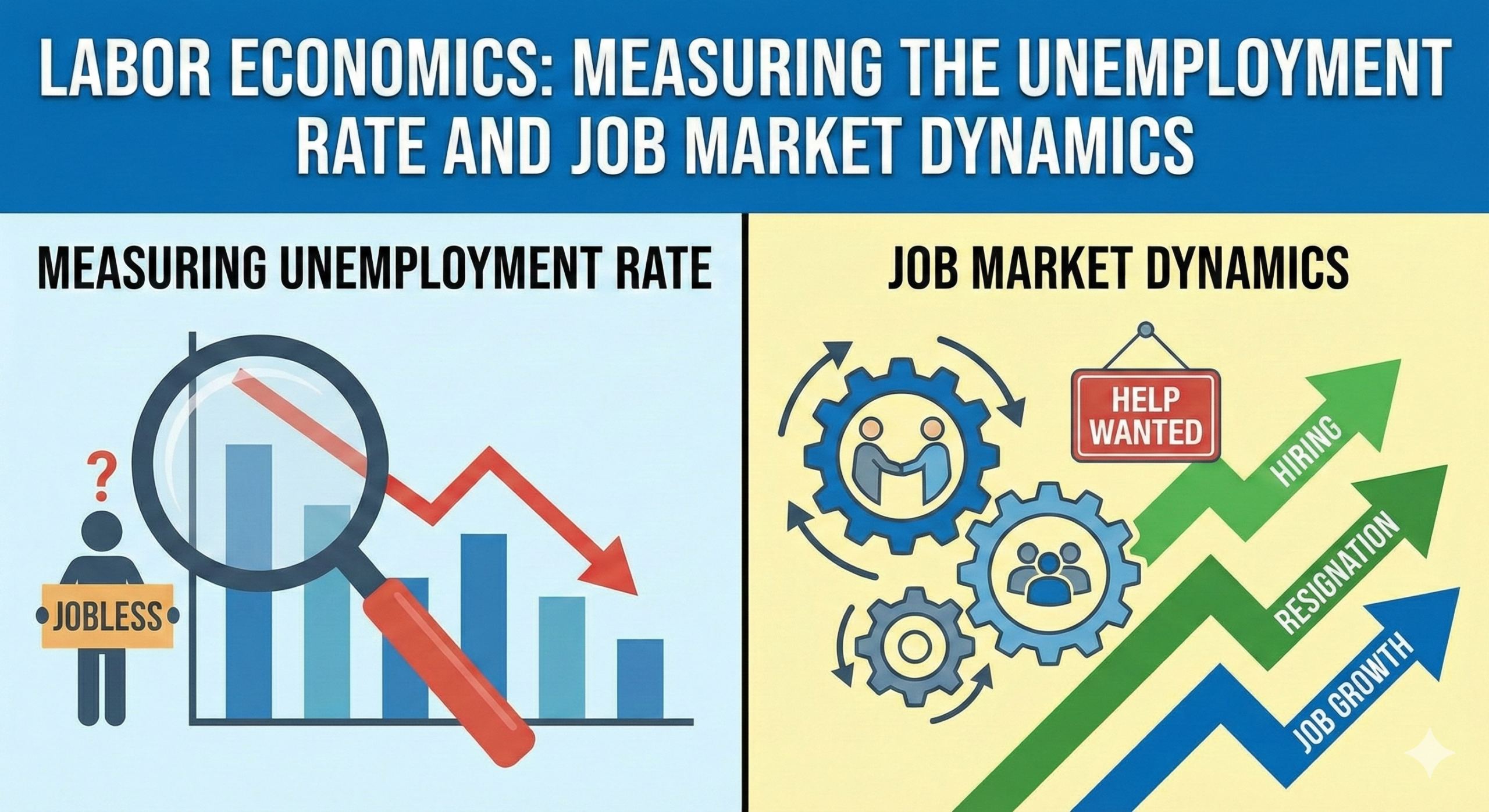 Visualizations of labor economics, unemployment rate, and job market dynamics