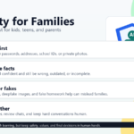 AI safety for families checklist with privacy, fact-checking, deepfake awareness, and supervised use tips.